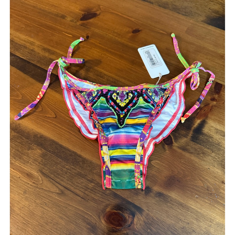 agua bendita b. tasco v.b. bikini bottom abstract rainbow, women size large
